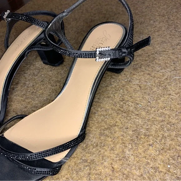Jewel Badgley Mischka Omari Il Buckle-Detail Satin Block Heels Size 9 - Picture 9 of 13